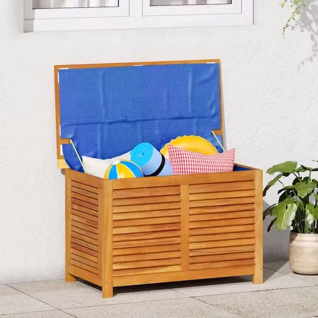 Contenitore Giardino con Feritoia 90x50x56cm Massello Acacia