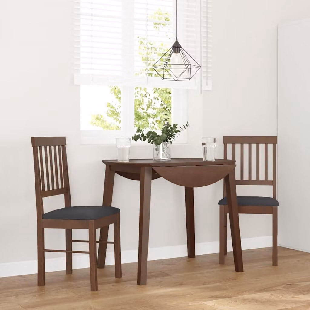 Set di 2 sedie da pranzo vidaXL in legno di hevea marrone con cuscini