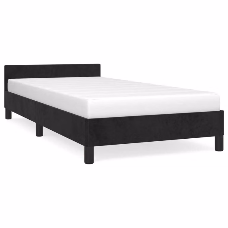 Giroletto con Testiera senza Materasso Nero 90x190 cm Velluto