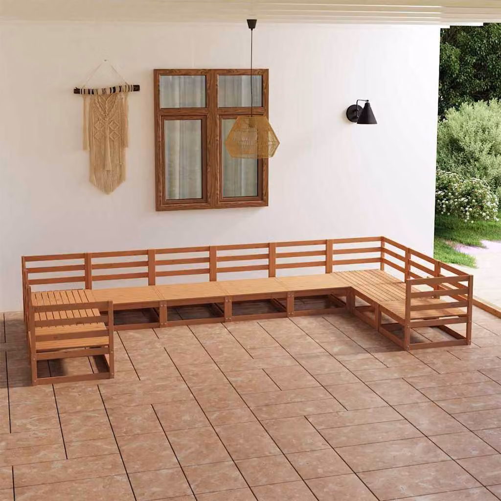 vidaXL Set Divani da Giardino 10 pz in Legno Massello di Pino