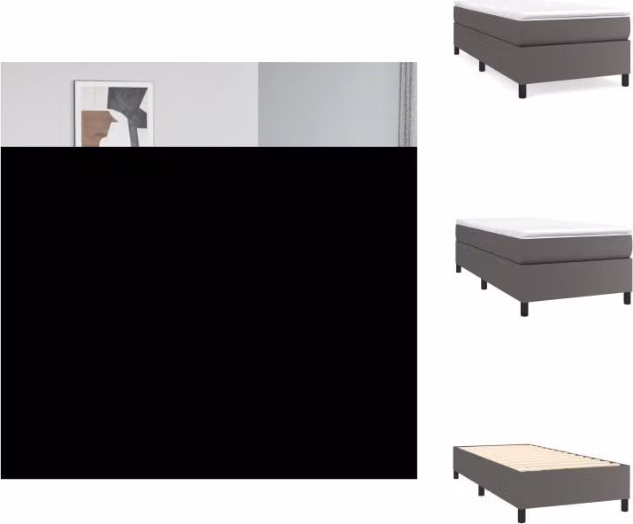 vidaXL Letto a molle insacchettate grigio 90x200 cm in Pelle finta - Letti & strutture letto