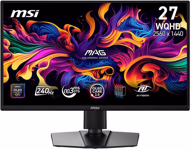 Monitor Gaming MSI MAG 272QP QD-OLED X24 da 26,5 pollici, QHD 2560 x 1440 Pixel, 240 Hz, Nero