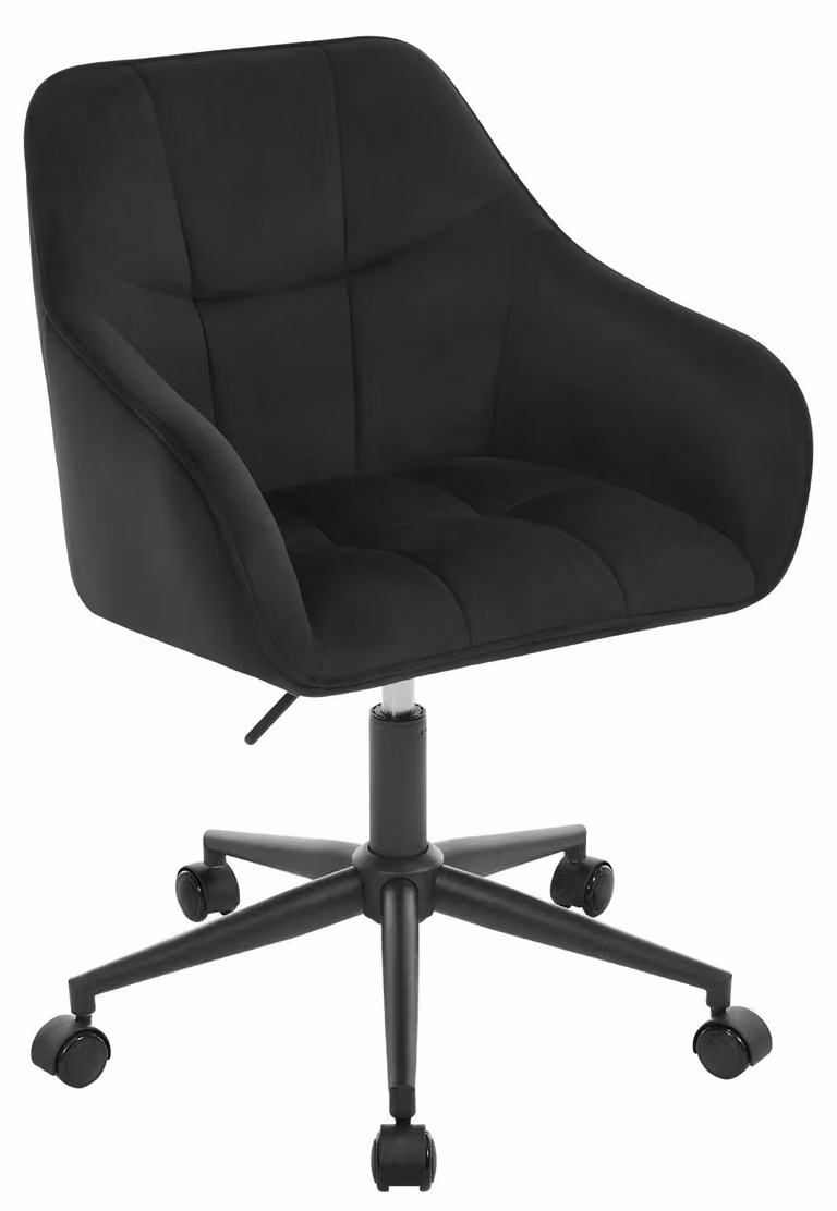 Sedia imbottita - Sedia da ufficio - Regolabile in altezza - Girevole - Con braccioli - Con rotelle - Imbottita - Colore nero