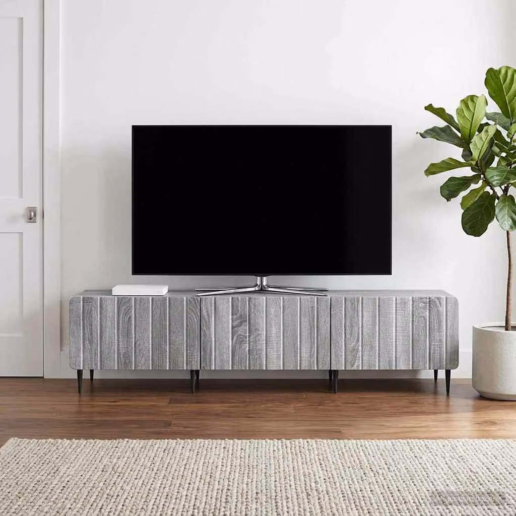 Mobile TV moderno vidaXL in legno ingegnerizzato grigio, L 147 x P 34,5 x H 32 cm