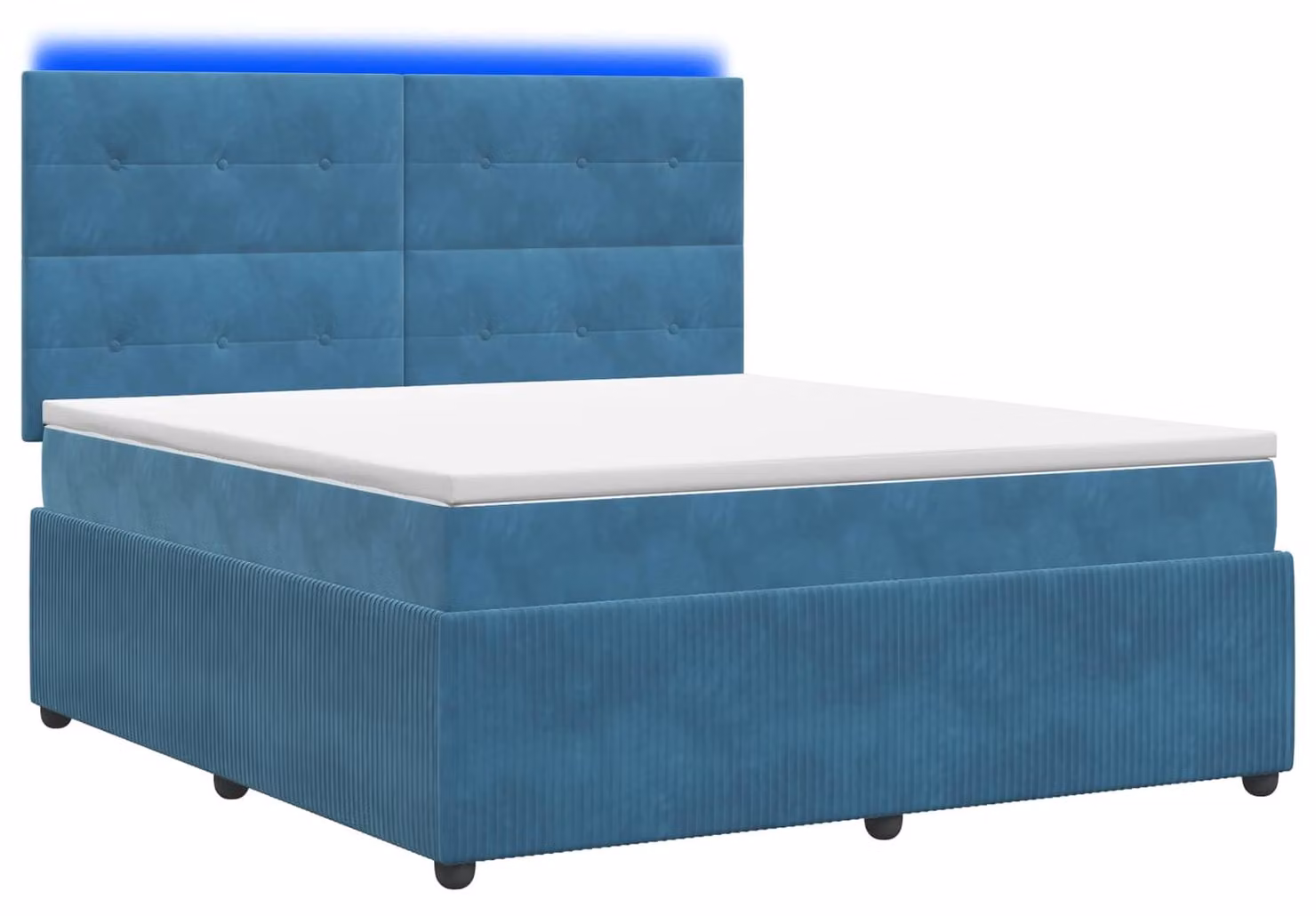 Letto a molle LED con materasso blu 140 x 190 cm in velluto
