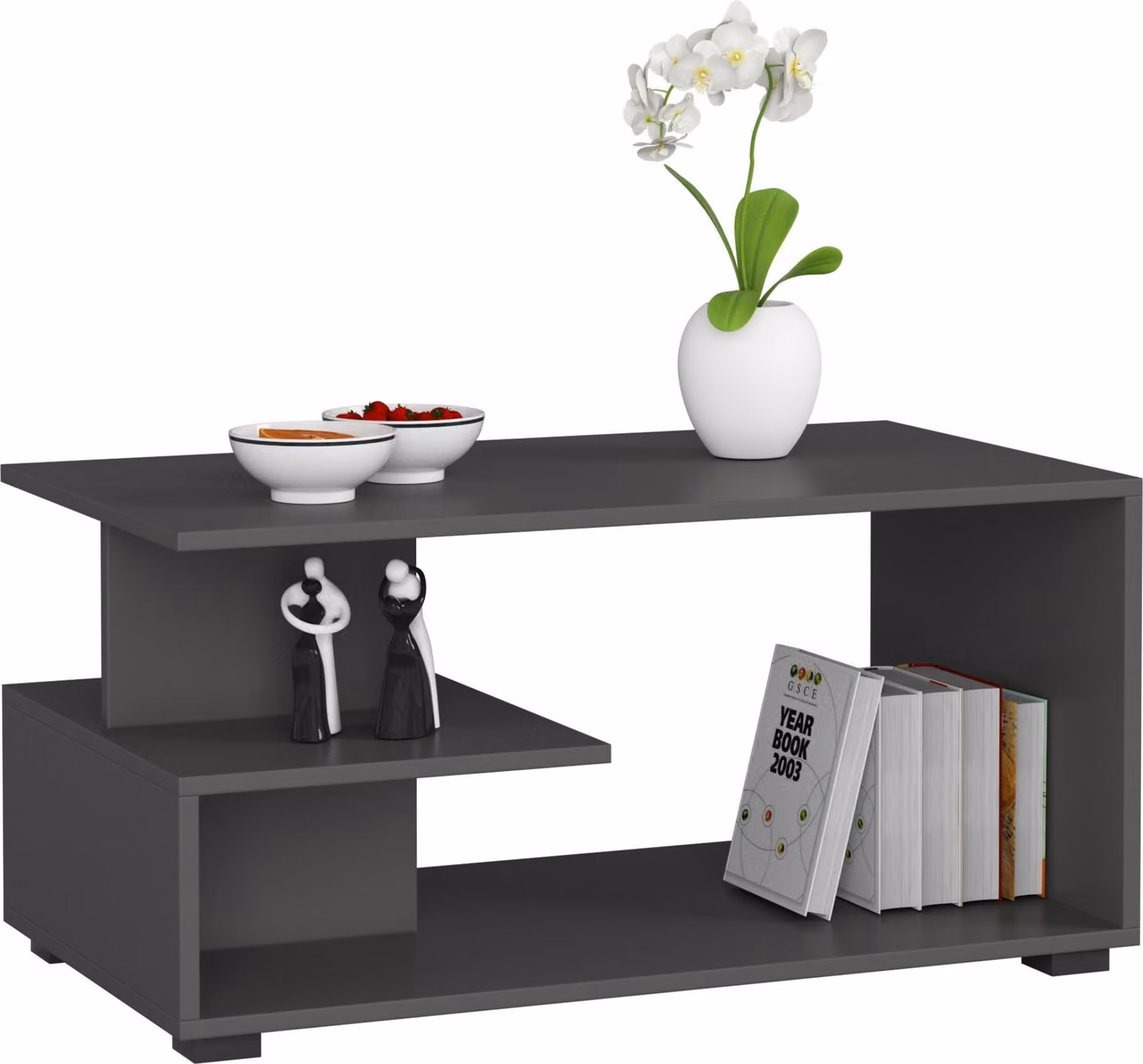 tavolino, tavolino, tavolino in grigio grafite (l: 90 cm x h: 44 cm x p: 50 cm)