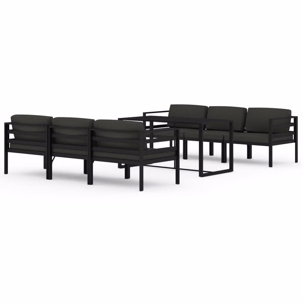 Set Divani da Giardino 7 pz con Cuscini in Alluminio Antracite