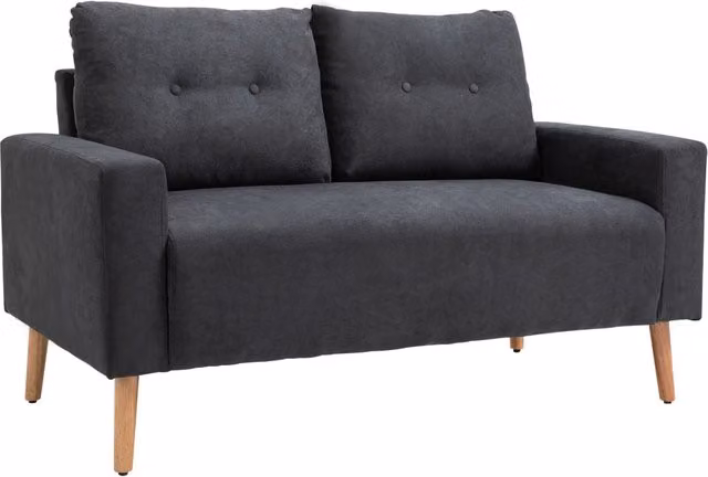 Divano 2 Posti Moderno in Stile Nordico con Schienale Trapuntato in Tessuto, 145x76x88 cm, Grigio