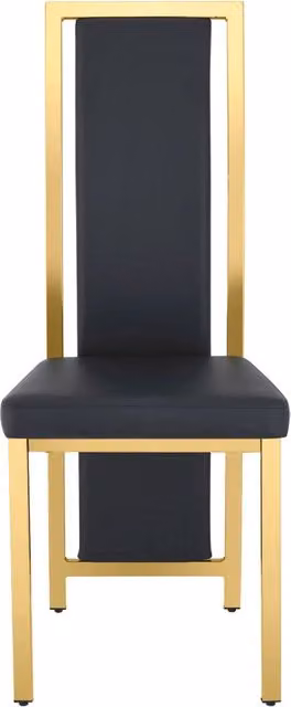 Set di 4 Sedie da Pranzo Minimaliste Europee in PU Nero con Cornice Metallica Oro, Altezza 109 cm