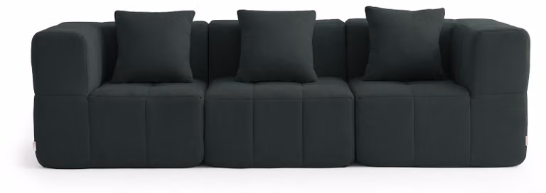 Divano componibile a 3 posti MILYSOFA SOFABULOUS, dal design lineare, in raffinato tessuto a riccioli, verde bosco