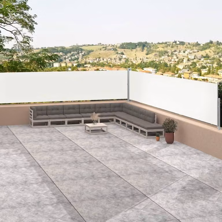 The Living Store Tenda laterale estensibile Crema 117x1200 cm