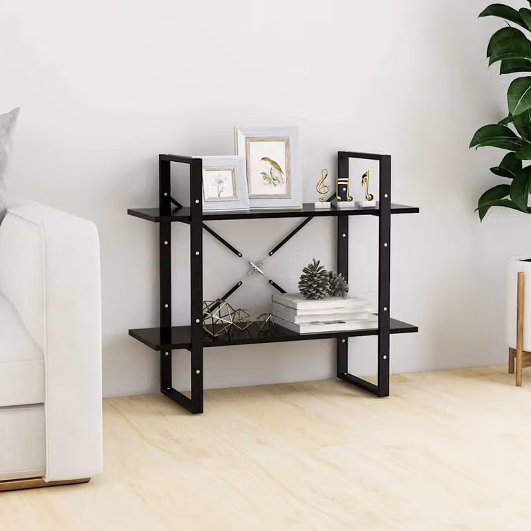 Libreria a 2 Ripiani vidaXL in Stile Industrial, Colore Nero, L/P/H: 80 x 30 x 70 cm