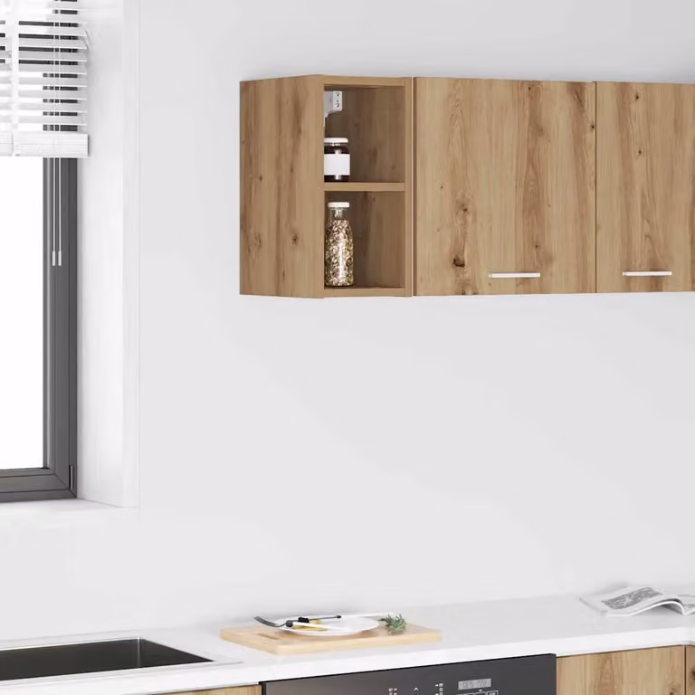 Armadio pensile da cucina moderno vidaXL in legno color rovere marrone con ante a battente e ripiani interni L/P/H: 20 x 29,5 x 40 cm