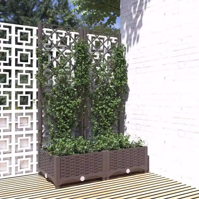 Fioriera da giardino con graticcio vidaXL marrone in plastica L/P/H: 80 x 40 x 121,5 cm