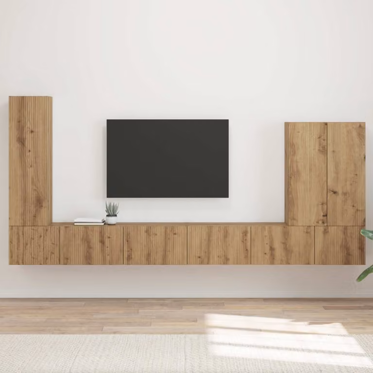 Set di mobiletto da TV a parete moderno vidaXL in legno marrone, 6 pezzi
