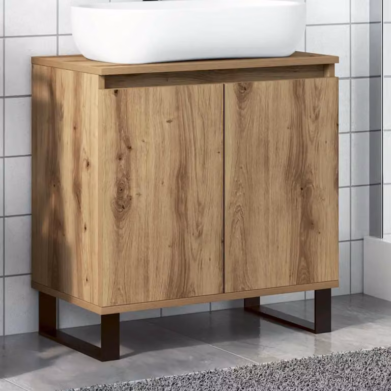 Mobile da bagno vidaXL in stile industriale color marrone con ante a cerniera, L: 58 cm, P: 33 cm, H: 60 cm