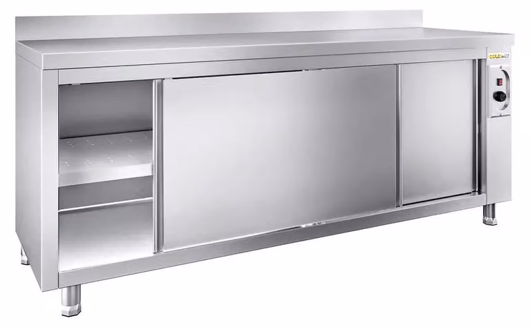 Mobile riscaldato in acciaio inossidabile, modello PREMIUM - GOLDINOX, dimensioni 1800x600 mm