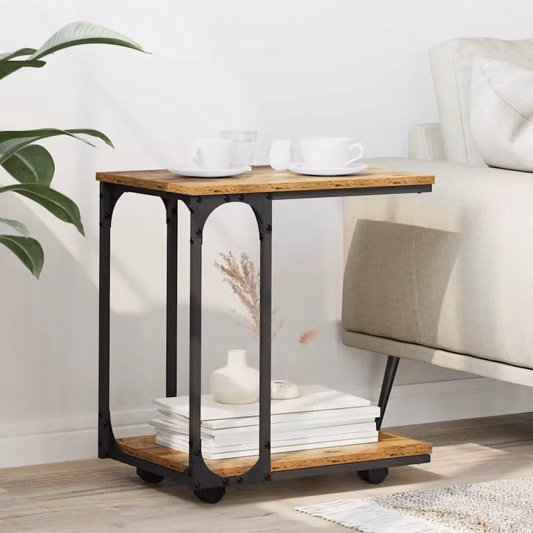 vidaXL Tavolo laterale rettangolare in stile rustico marrone L: 50 cm, P: 35 cm, H: 55.5 cm