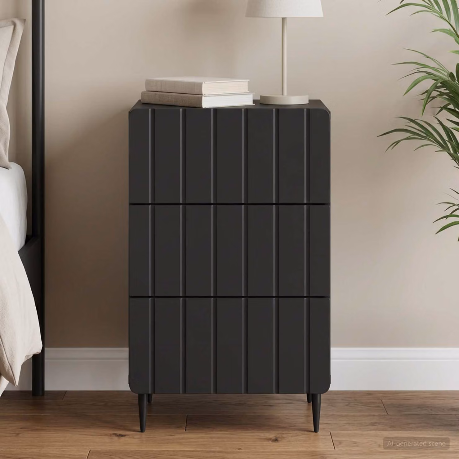 Armadio da notte moderno vidaXL in legno MDF nero L 43 cm, P 41 cm, H 68 cm
