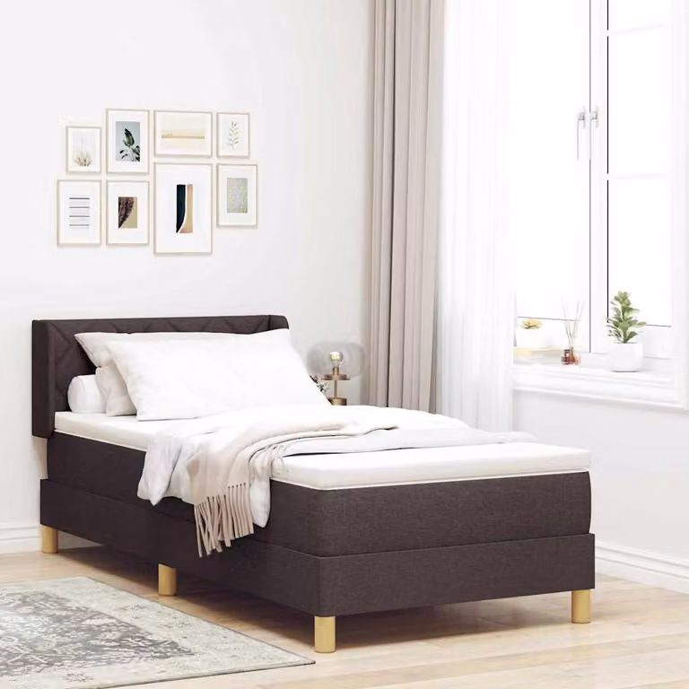Maison Exclusive - Letto boxspring con testiera, marrone scuro, 200 x 90 cm, rivestimento in tessuto