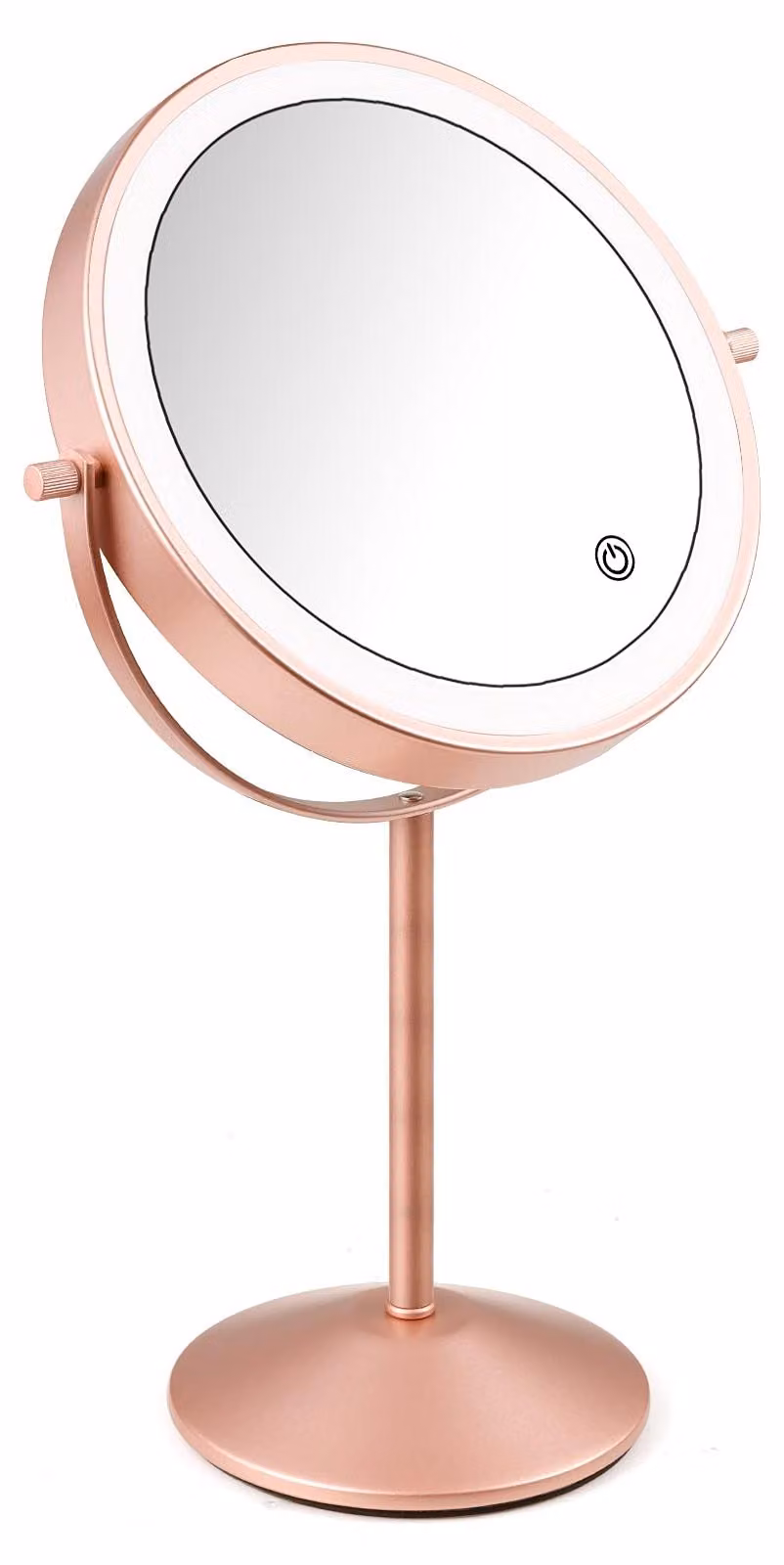 Specchio da trucco a LED, ingrandimento 7x, ricaricabile tramite USB, rotazione a 360°