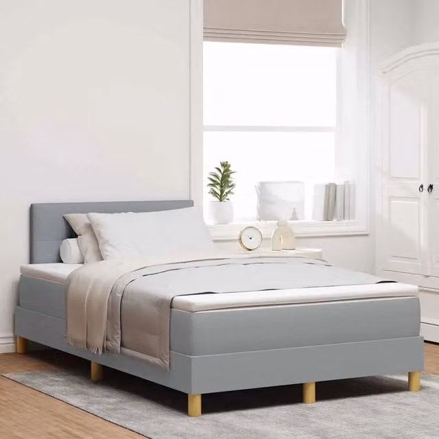 Letto a molle con testiera vidaXL in tessuto grigio, L/P/H: 120 x 200 x 88 cm