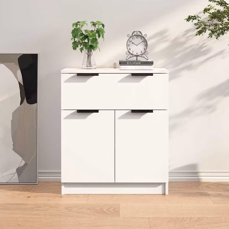 Credenza moderna bianca vidaXL in legno e MDF L: 60 cm, P: 30 cm, H: 70 cm