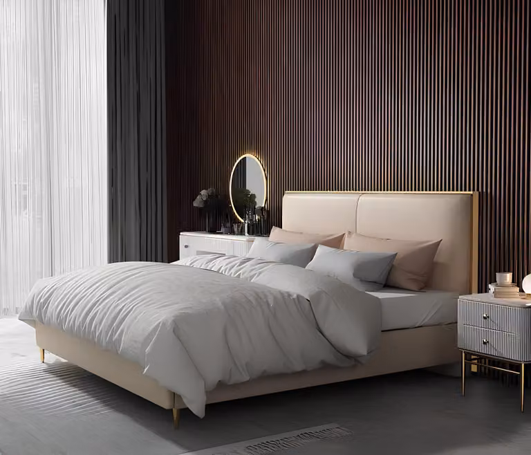 Bett Polster Design Luxus Doppel Hotel Betten Schlaf Zimmer Leder 150x200cm