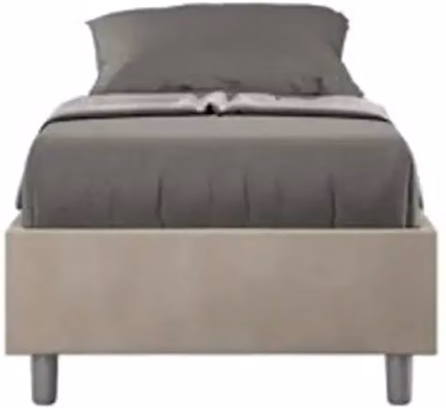 Letto singolo con rete imbottito 90x200 microfibra sabbia Azelia