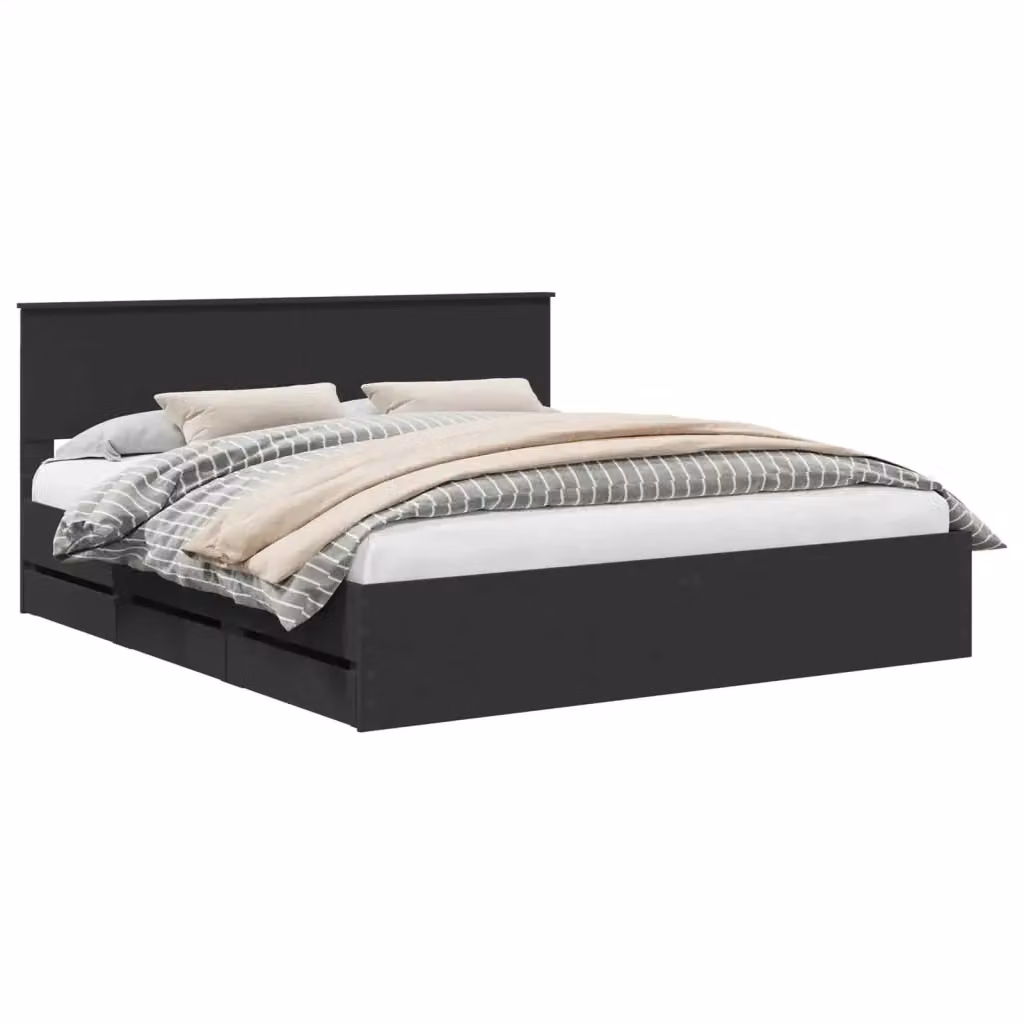 Struttura letto moderno con cassetti vidaXL in legno ingegnerizzato nero L/P/H: 180 x 200 x 40,85 cm – 2
