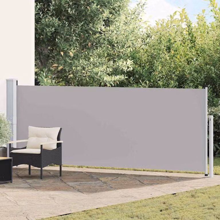 Tenda Laterale Retrattile per Patio vidaXL in Poliestere e Acciaio, Grigia, L: 514 cm, H: 140 cm
