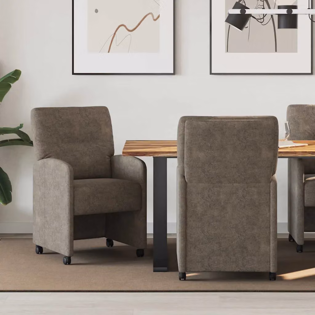 Set di 2 sedie da pranzo vidaXL con ruote e braccioli in pelle sintetica grigio scuro L/P/H: 57 x 67 x 95 cm – 1