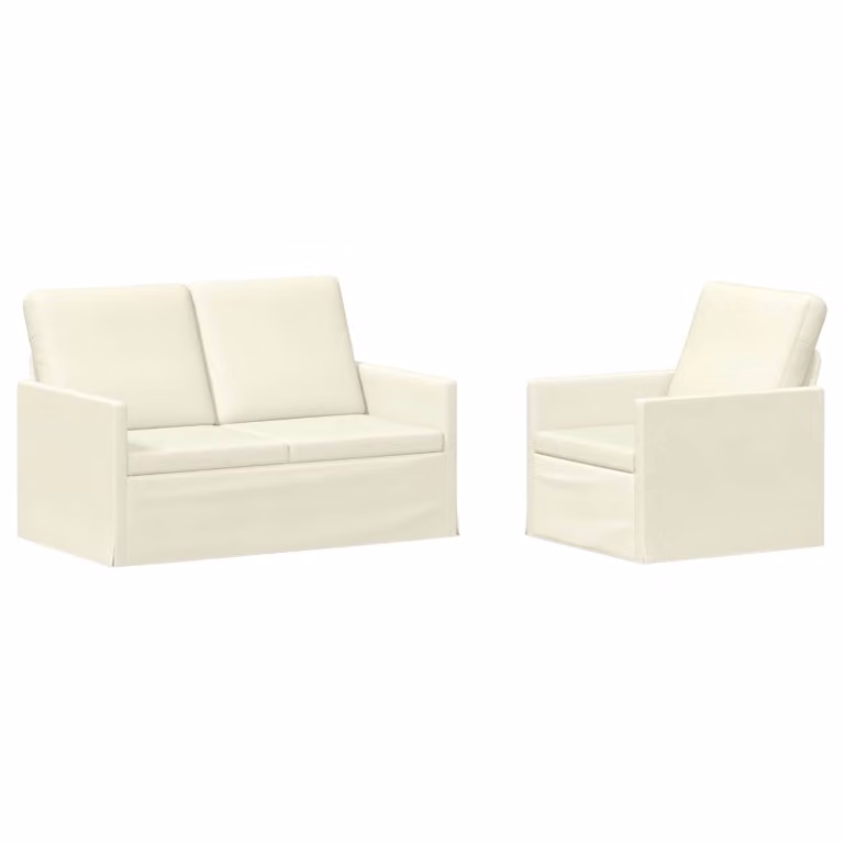 Set di 2 divani moderni vidaXL in tessuto cord beige e bianco per soggiorno