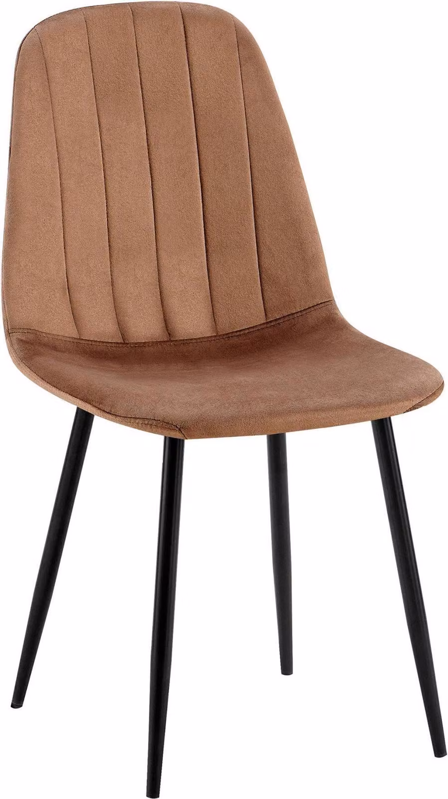 Sedia da pranzo con rivestimento in velluto - Sedia da cucina - Elevato comfort, struttura in metallo nero | Colore: Marrone