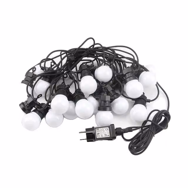 Stringa luminosa a globo LED, decorazione per esterni, design collegabile, filo nero luce latte, 24M 30bulb-a, spina UE-a