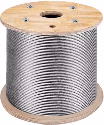 Cavo in Acciaio Inossidabile VEVOR Argento, Fune Metallica 1x19 per Sartiame e Sollevamento, Lunghezza: 150 m, Diametro: 3,2 mm