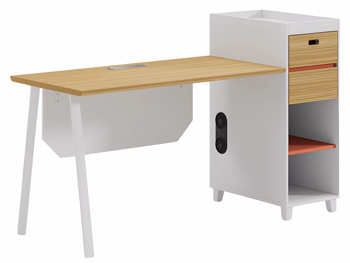 Schreibtisch Holzoptik mit Stauraum und Regalfächern Modernes Büromöbel Design
