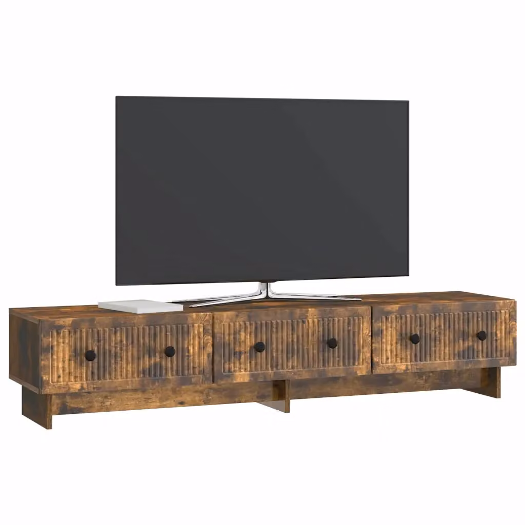 Mobile TV-Credenza Rovere Fumo in Legno Ingegnerizzato e Metallo Stile Industrial L: 147 cm, P: 34,5 cm, H: 30 cm – 2