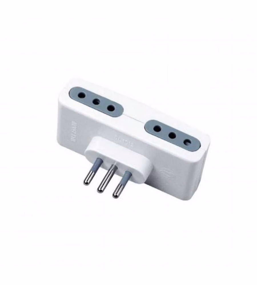 Adattatore Multipresa con 4 Prese 10A 2P+T e Spina 10A 2P+T Colore Bianco