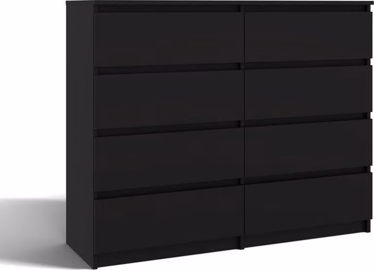 Moderna cassettiera con 8 cassetti MALWA M8 120 – Cassettiera spaziosa, design senza maniglie | Colore: nero