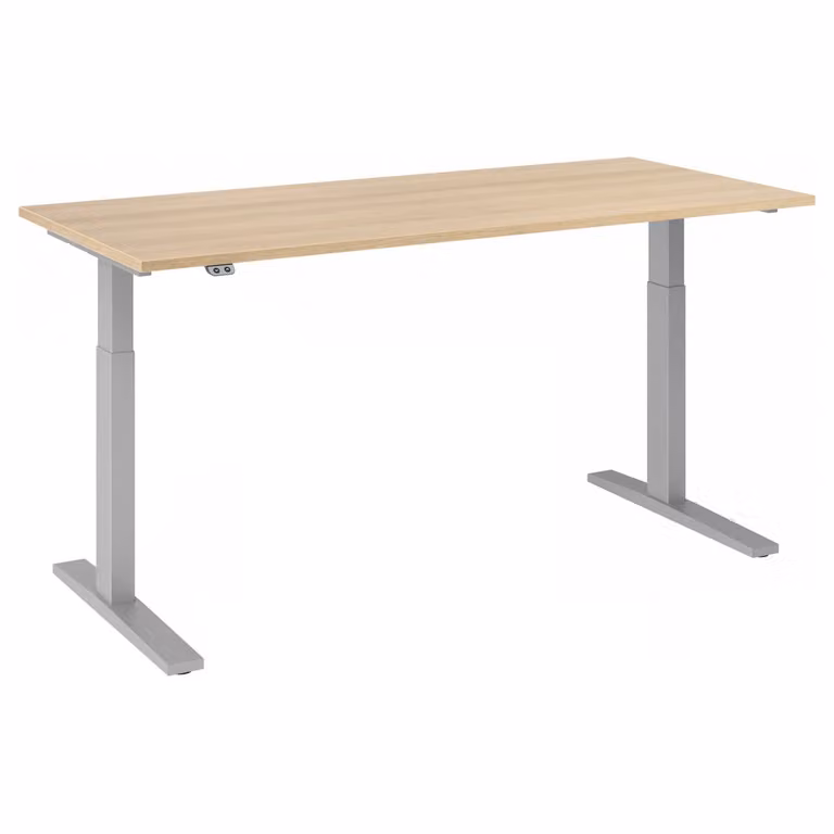 Scrivania regolabile in altezza XMKA | 2 motori | 120-180 cm | elettrica | rovere, colore telaio:argento, dimensioni piano d'appoggio:180 x 80 cm