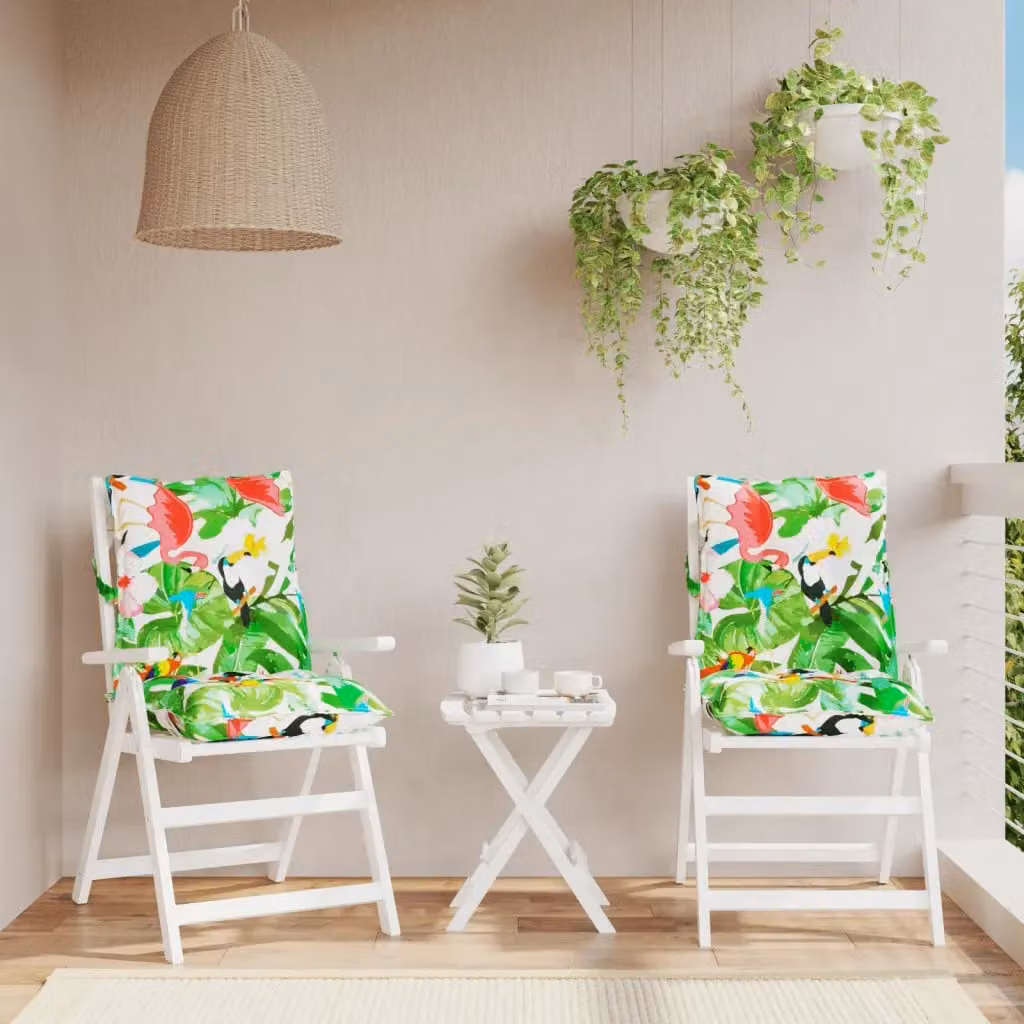 Set di 2 cuscini per sedia con schienale basso vidaXL multicolore in tessuto Oxford impermeabile e traspirante