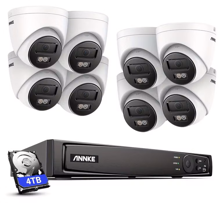 Telecamera di sicurezza - Sistema di videosorveglianza - Telecamera esterna - Telecamera IP - Sistema di videosorveglianza a circuito chiuso (CCTV) - 8 telecamere a cupola 4K da 8 megapixel