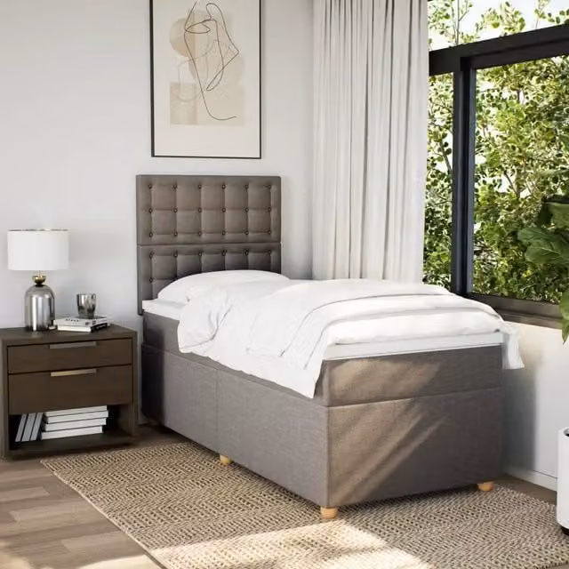 Letto con Giroletto a Molle e Materasso vidaXL, Colore Grigio e Beige, L 80 x P 200 cm – 1