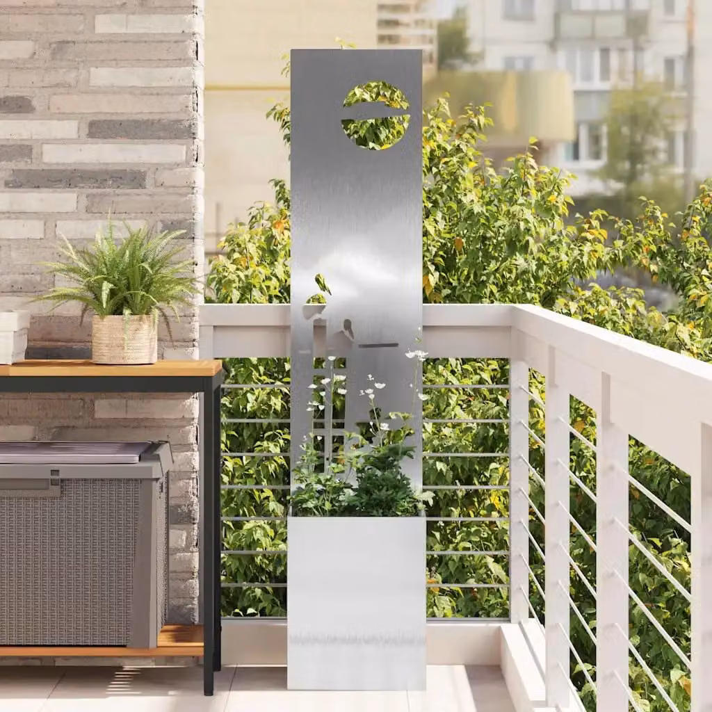 vidaXL Paravento per privacy in giardino in acciaio inossidabile Argento L/P/H: 32 x 32 x 150 cm