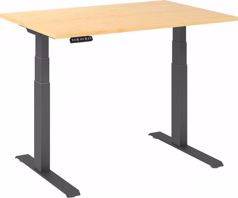 Scrivania regolabile in altezza XDKB | 2 motori | 120 - 180 cm | elettrica, dimensioni piano:120 x 80 cm, colore piano:acero, colore struttura:grafite