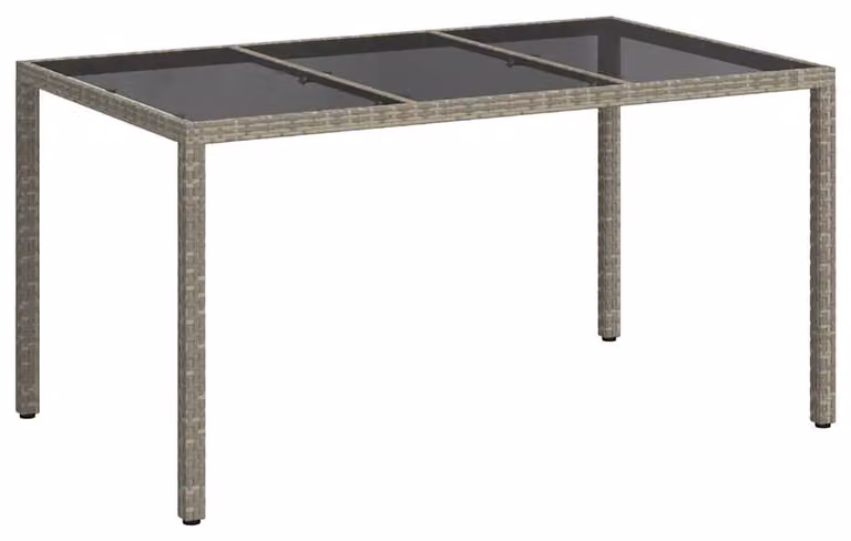 Tavolo da giardino grigio, 150 x 90 x 75 cm, in rattan sintetico