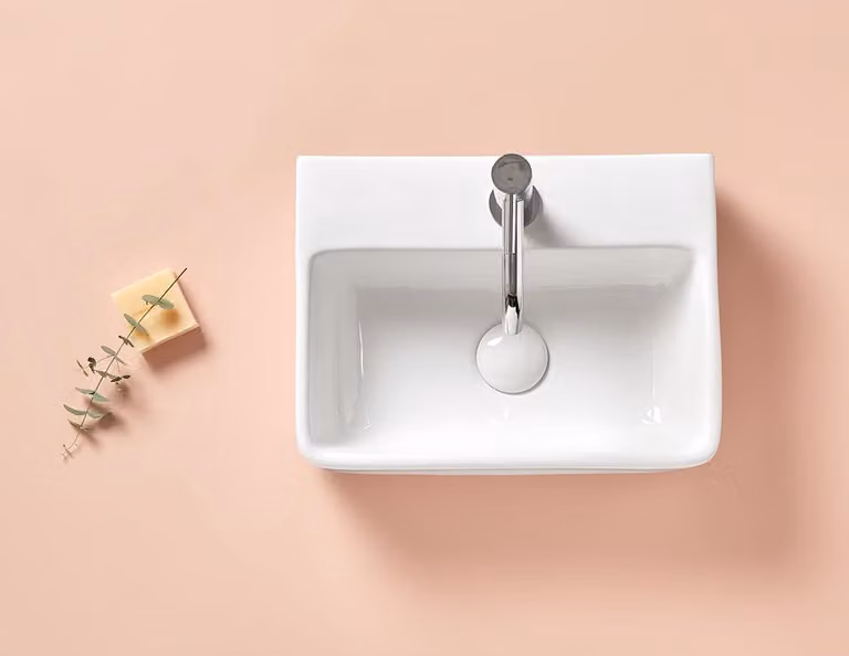 Lavabo COSENZA 40 x 30 x 12h cm, con valvola a stelo "ClickClack", bianco