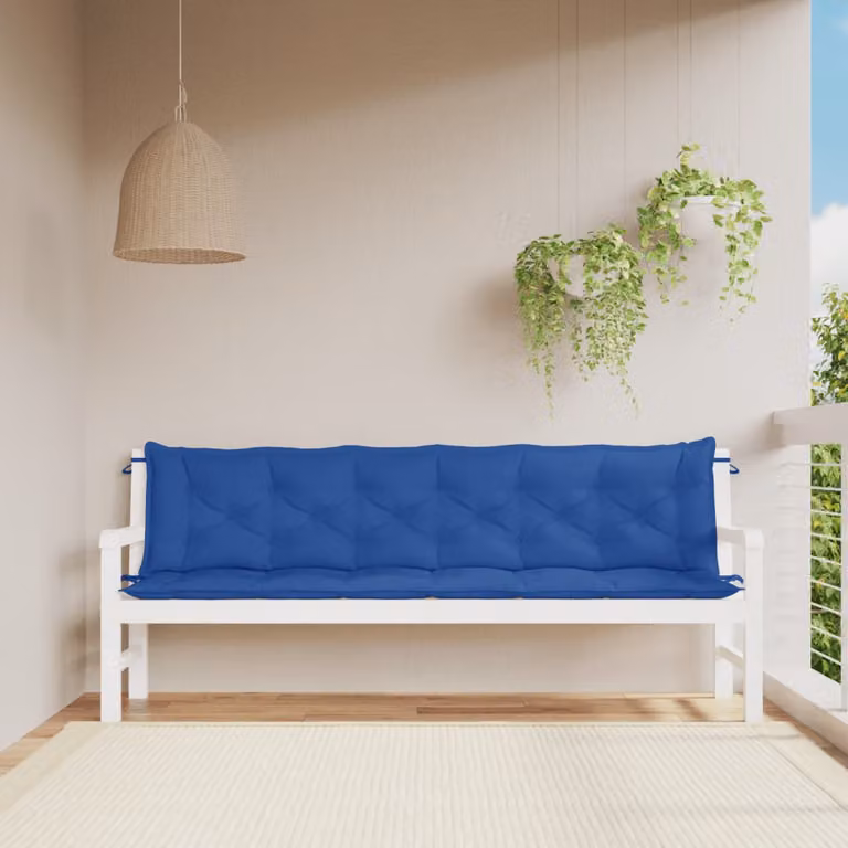 Set di 2 cuscini per panca vidaXL blu in tessuto Oxford impermeabile e traspirante L/P/H: 200 x 50 x 7 cm