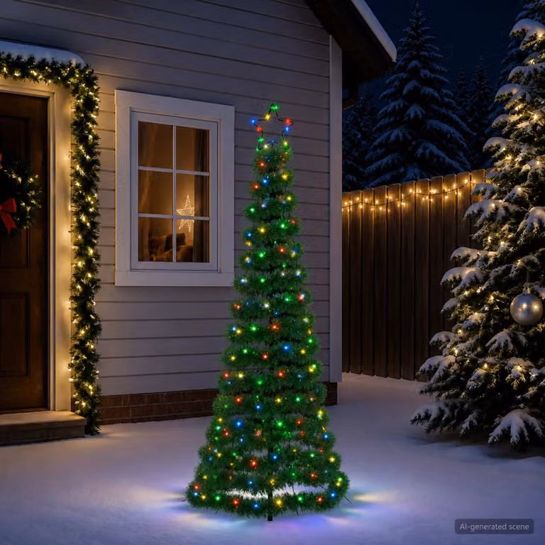 vidaXL Albero di Natale a LED in tinsel con picchetto EKENAS 180 cm